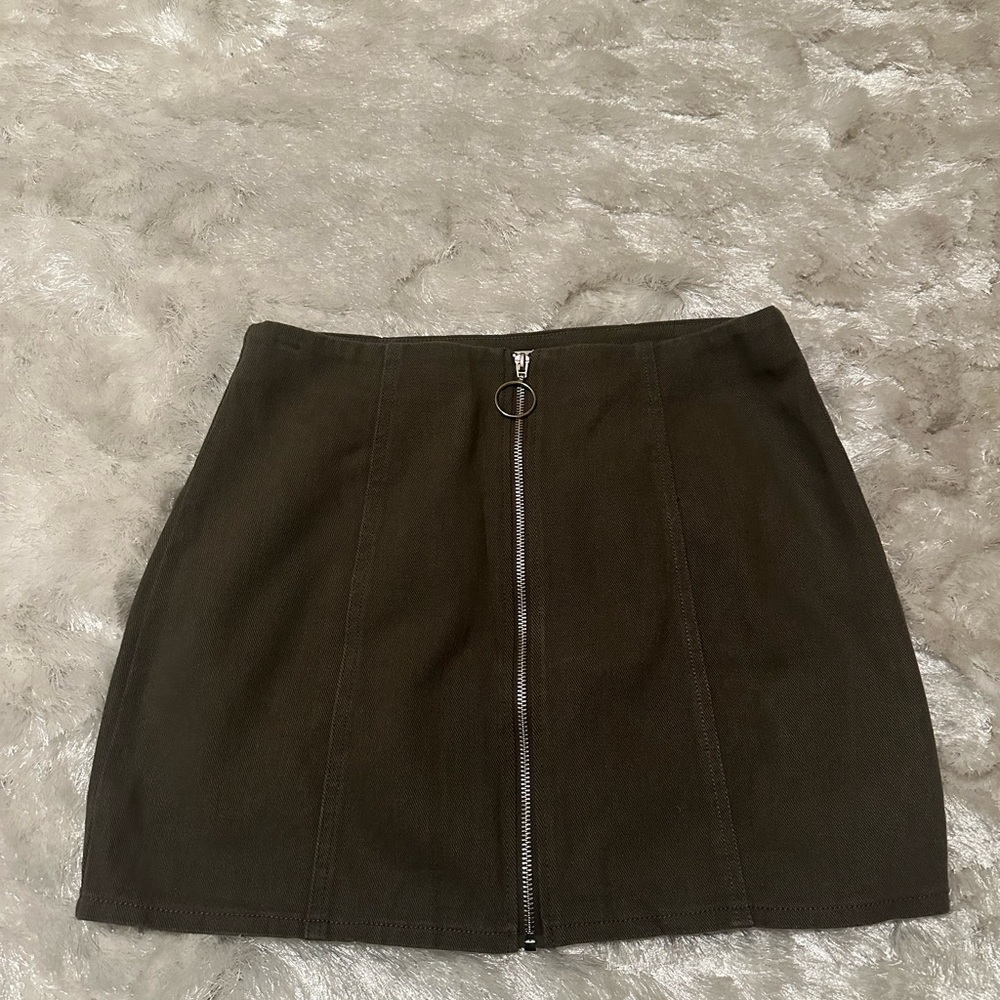 Retro Chloe & Katie olive green zippered skirt size L 100% cotton